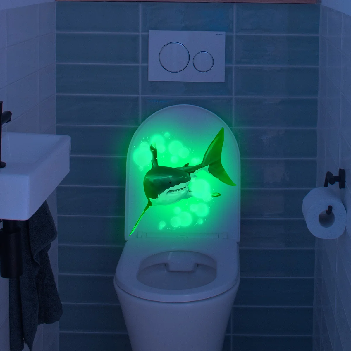 1PC Glow-in-the-dark Dolphin Toilet Sticker Self-adhesive Waterproof PVC Children Room Bedroom Bathroom Home Decoration Sticker