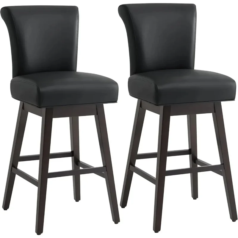 

Modern Upholstered Faux Leather Swivel Barstools with Back, Counter Height, Set of Swivel Chairs, FSC Certified