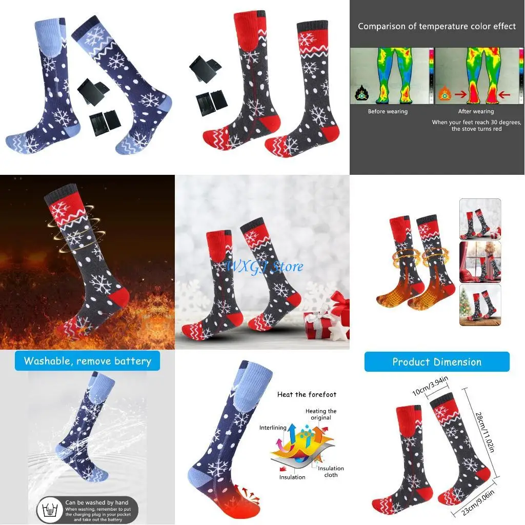 

37JE Heated Socks for Men Women, Warm Electric Socks Battery Operated, Cold Weather Thermal Socks Foot Warmer