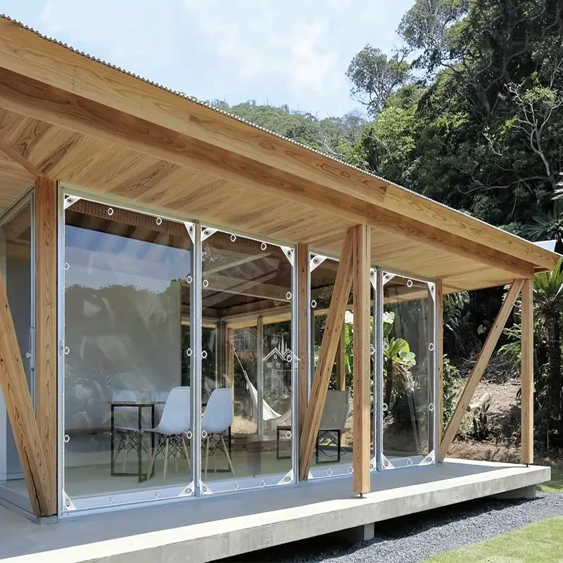 Transparente PVC-Sonnenschutzplane für den Außenbereich, wasserdicht, winddicht, mit 50 cm Abstandslöchern für den Innenhof oder Balkon, transparentes, wasserdichtes Gewebe, Öltuch. – Detail 13