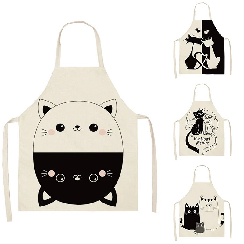 Cute cat pattern apron kitchen baking cooking barbecue apron for adults and children anti-fouling cleaning accessories