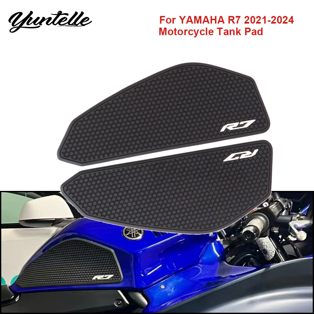 

Накладка на топливный бак R7 для YAMAHA YZF-R7 YZF07 2021-2024 2023, наклейки на бак, аксессуары для мотоциклов, водонепроницаемые нескользящие боковые наклейки