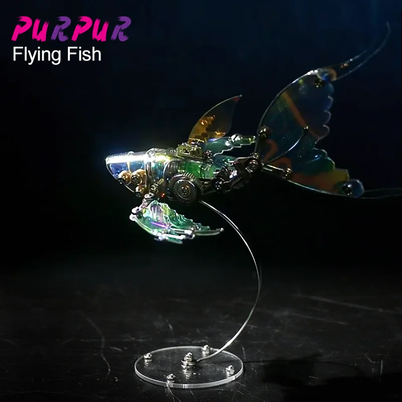 DIY Punk 3D Metal TPU Material Puzzle Machine Gear Mechanical Assembly Kit Marine Life Flying Fish Model Personalized Gift Toy