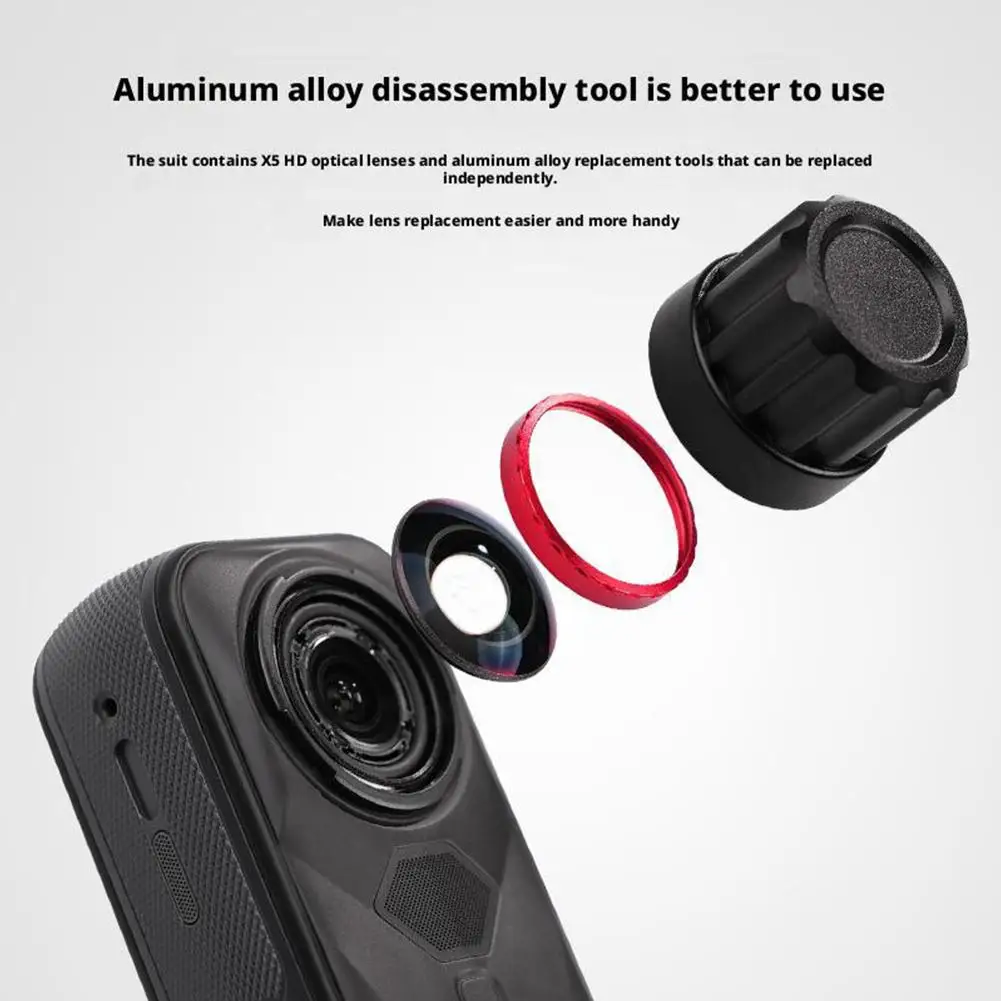 For Insta360 X5 Detachable Lens Set HD Optical Replacement Accessories for Action Camera Lens Repair and Upgrade