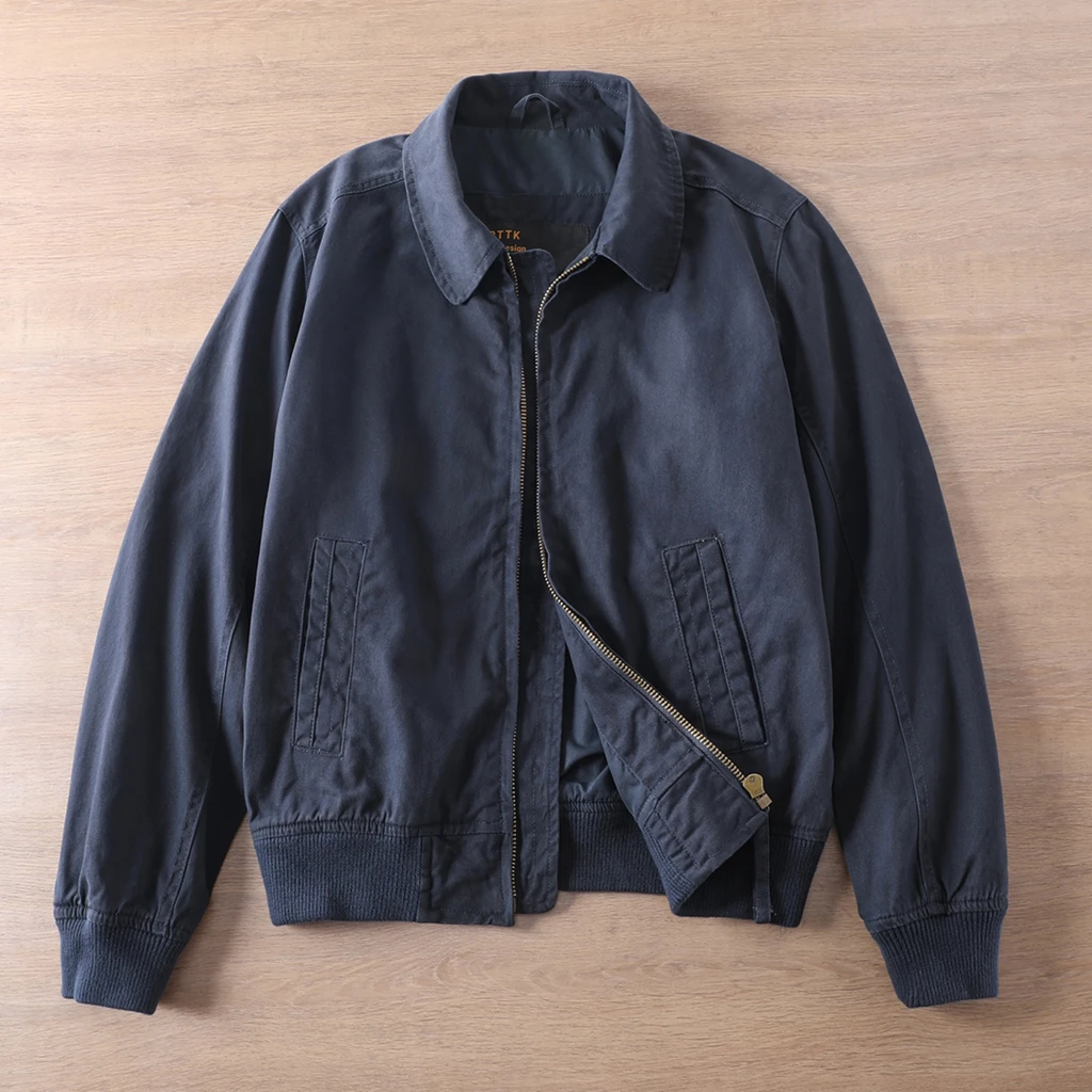 

Autumn and winter new men's retro lapel executive jacket 100% cotton comfortable casual men's jacket pure cotton simple men