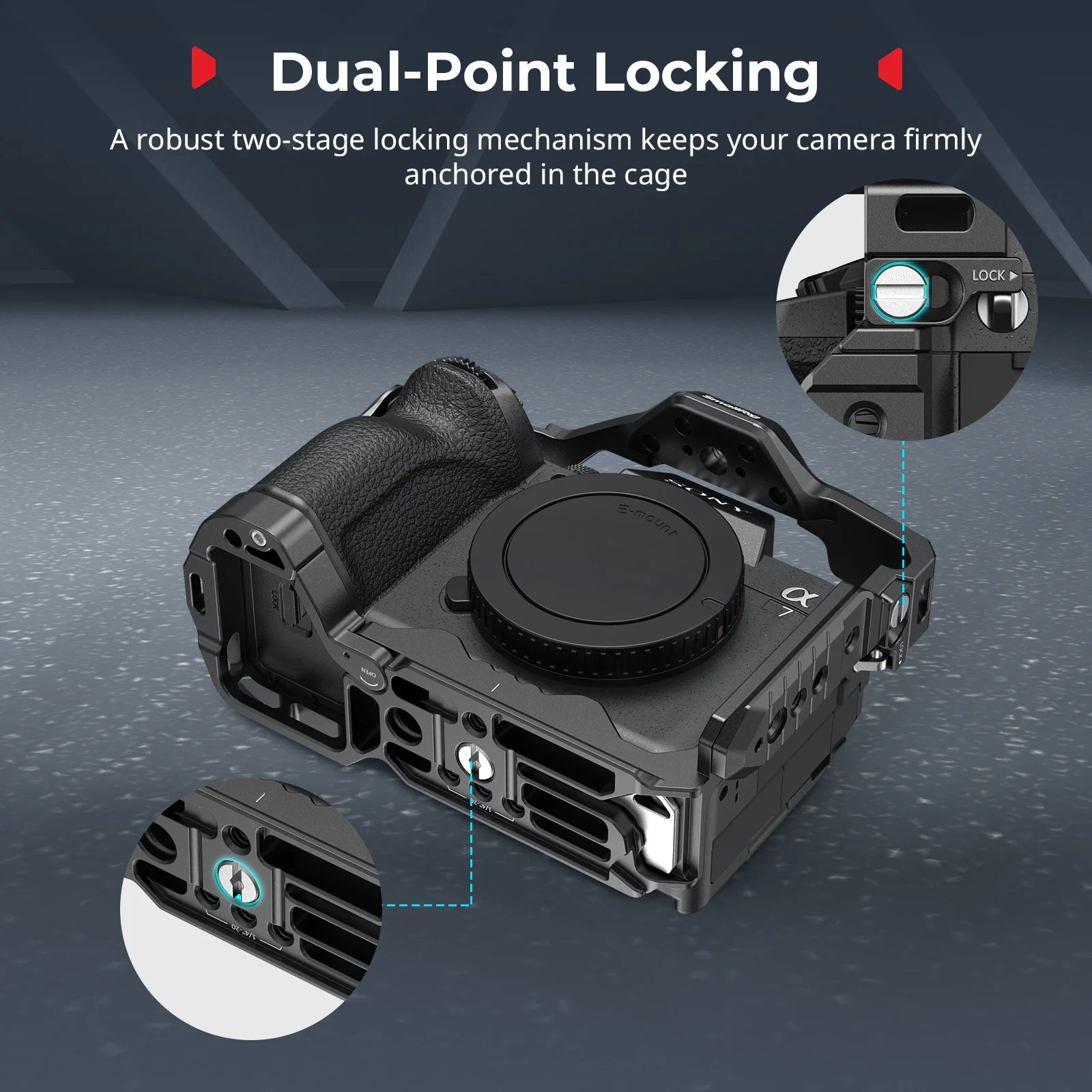 Kit de cage SmallRig "HawkLock" pour Sony Alpha 7R V/7 IV/ 7S III/1 / 7R IV avec poignée supérieure/latérale et serre-câble édition avancée 5599