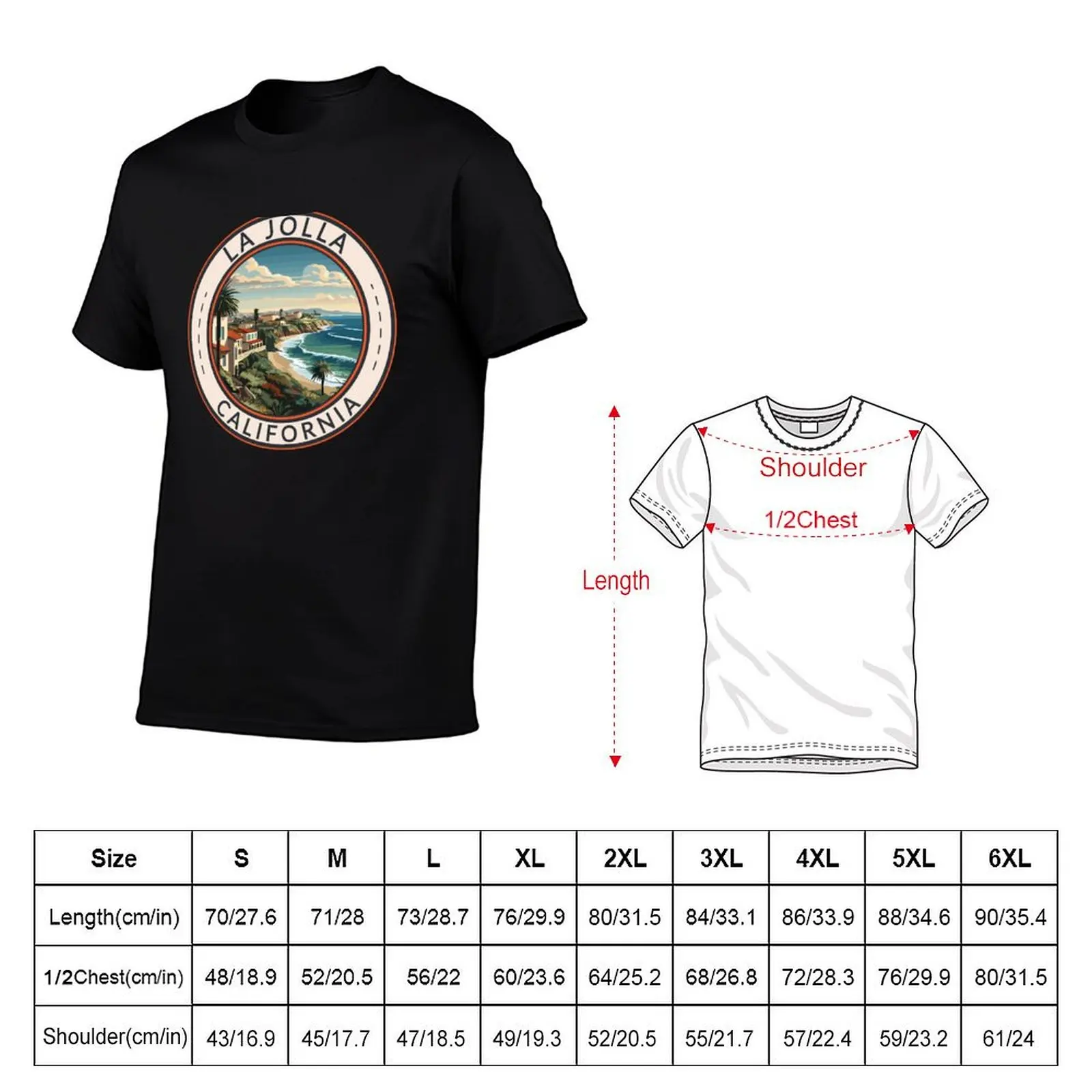 La Jolla California Travel Art Badge T-Shirt Durable Work Wear T-Shirt