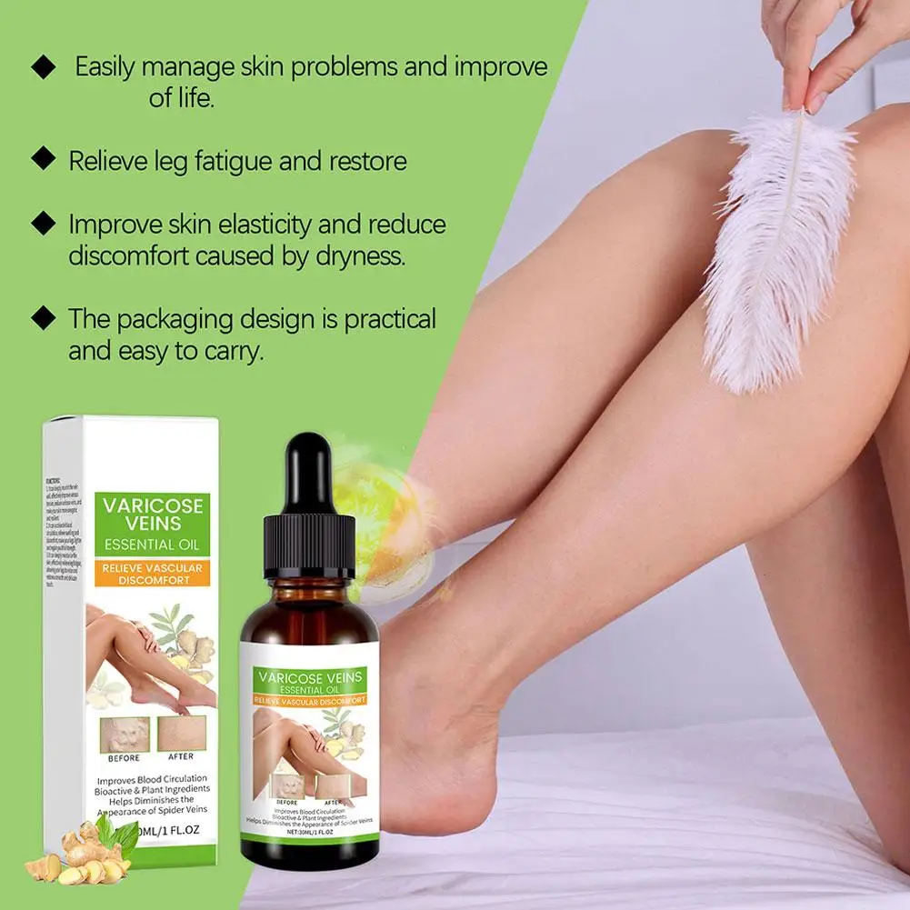 30ml Repair Vein Damage Essential Oil Varicose Veins Health Oil Care Moisturizing Hardening Regulating Massage Essence Leg B9V6