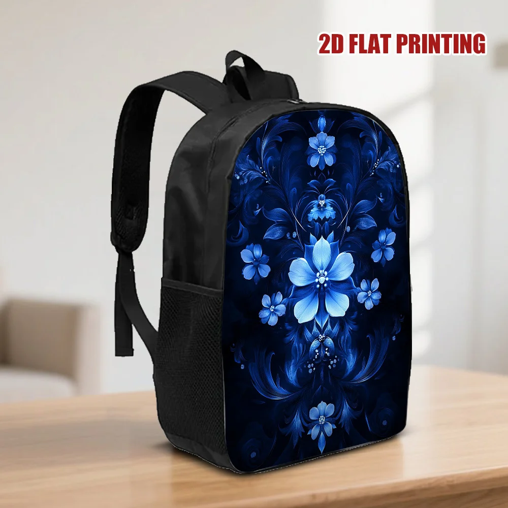

1 blue floral design backpack | Stylish and simple, perfect for errands, travel and leisure outings, zip-sealed, lightweight