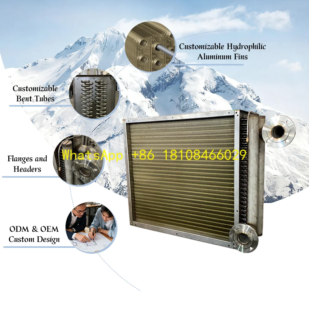 

High Quality Flange Interface Aluminum Finned Surface Air Cooler Air Conditioner Parts Air Cooling Device Customized