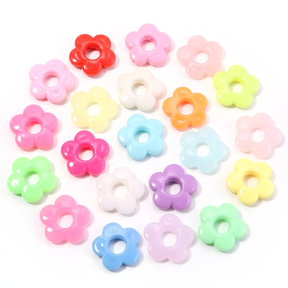 50 Stück/Lot 19mm Geleefarbene Pflaumenblüten-Plastikperlen für Schmuckherstellung, Großloch-Abstandsperlen, Blumenperlen für DIY-Armbänder – Detail 4