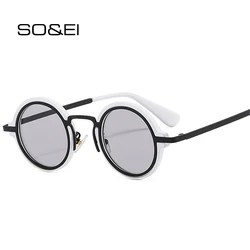 SO&EI Retro Punk Small Round Sunglasses Women Fashion Gradient Shades UV400 Trending Men Sun Glasses
