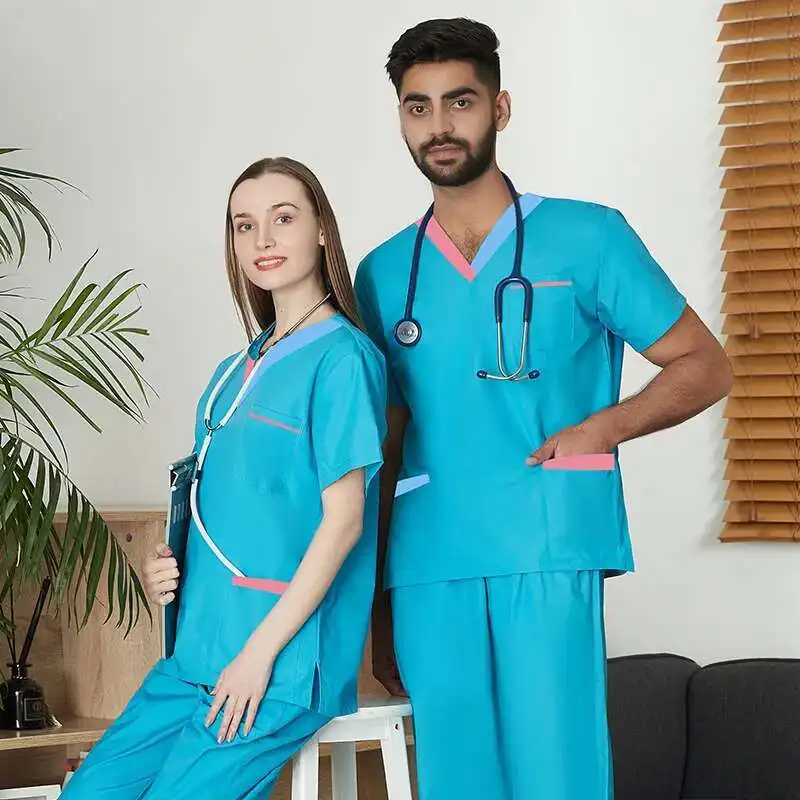 

Костюм для мытья рук против морщин, хирургический халат с короткими рукавами для женщин-медсестер, разделенный костюм для мужского стоматолога