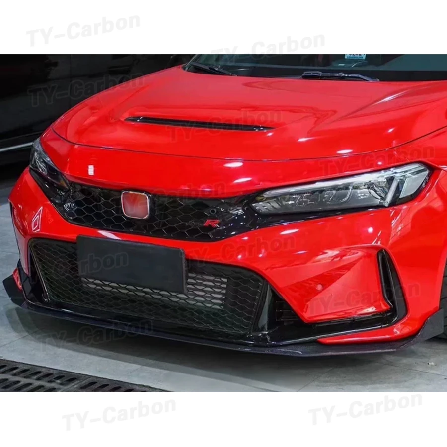 Front Bumper Lip Spoiler Real Carbon Fiber for Honda Civic Type R FL5 Hatchback 2023+ Racing Front Lip Chin Apron Body Kits FRP