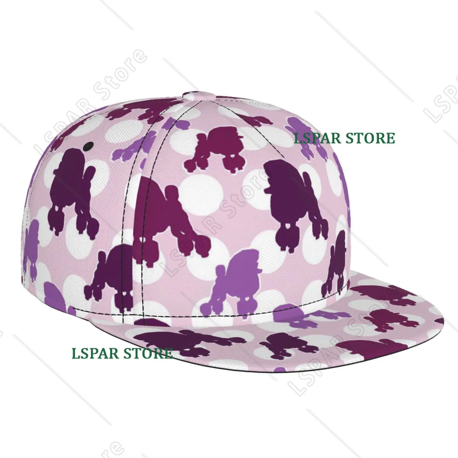 Poodles Printed Pattern Flat brimmed Hat Street Skateboarding Hip Hop Hat Outdoor Leisure Sunshade Baseball Hat Universal