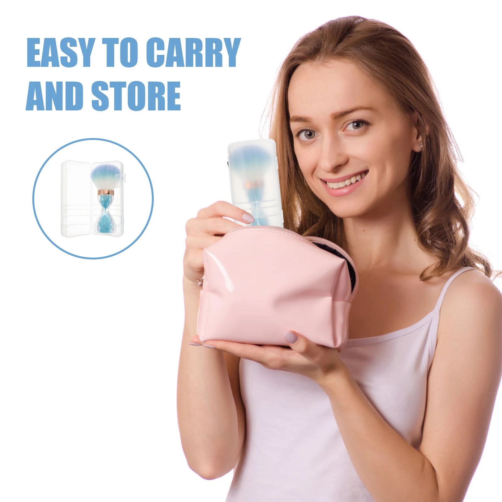 فرش غبار فنية للأظافر باللون الوردي لأدوات مكياج الأظافر الأكريليك، مجموعة فرش بودرة كريم الأساس وأحمر الخدود #6