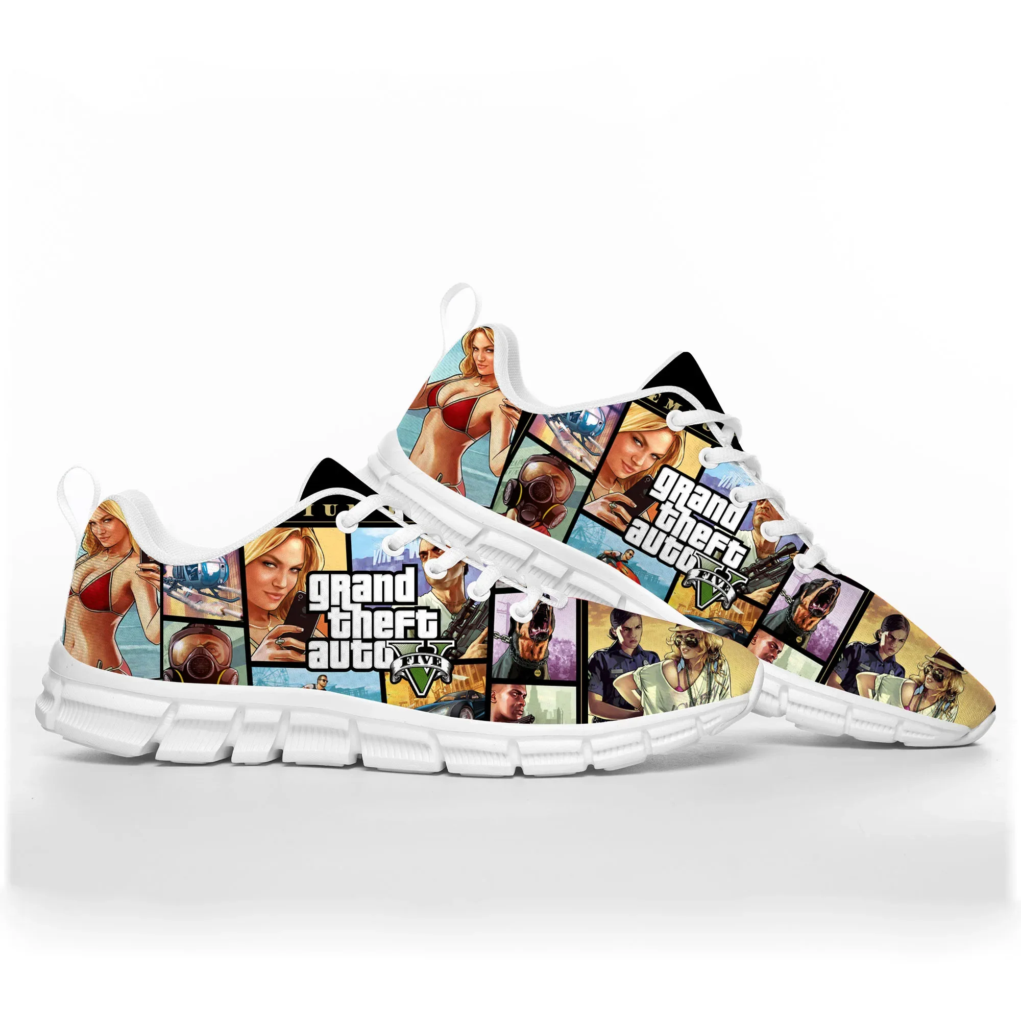 Anime Cartoon Grand Theft Auto GTA V 5 Sports Shoes Mens Womens Teenager Kid Children Sneakers Casual Custom Quality Couple Shoe