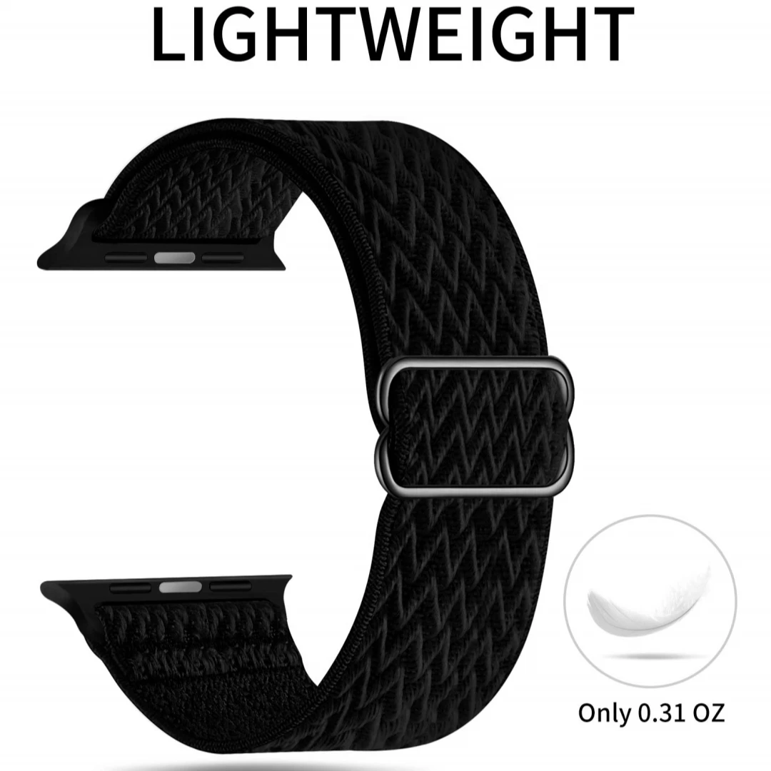 Stretchy Nylon Loop Bands Compatible with Apple Watch 38mm 40mm 41mm 42mm 44mm 49mm Adjustable Soft Elastics Strap view 2