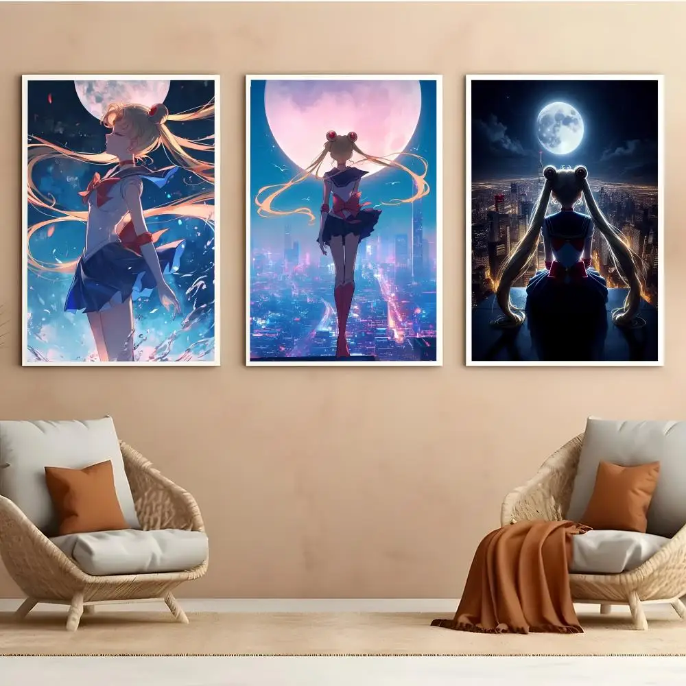 ANIME S-SAILOR-MOON HD Poster Aesthetic HD PVC Wall Art - Waterproof Wear Resistant For Home Hotel Bar