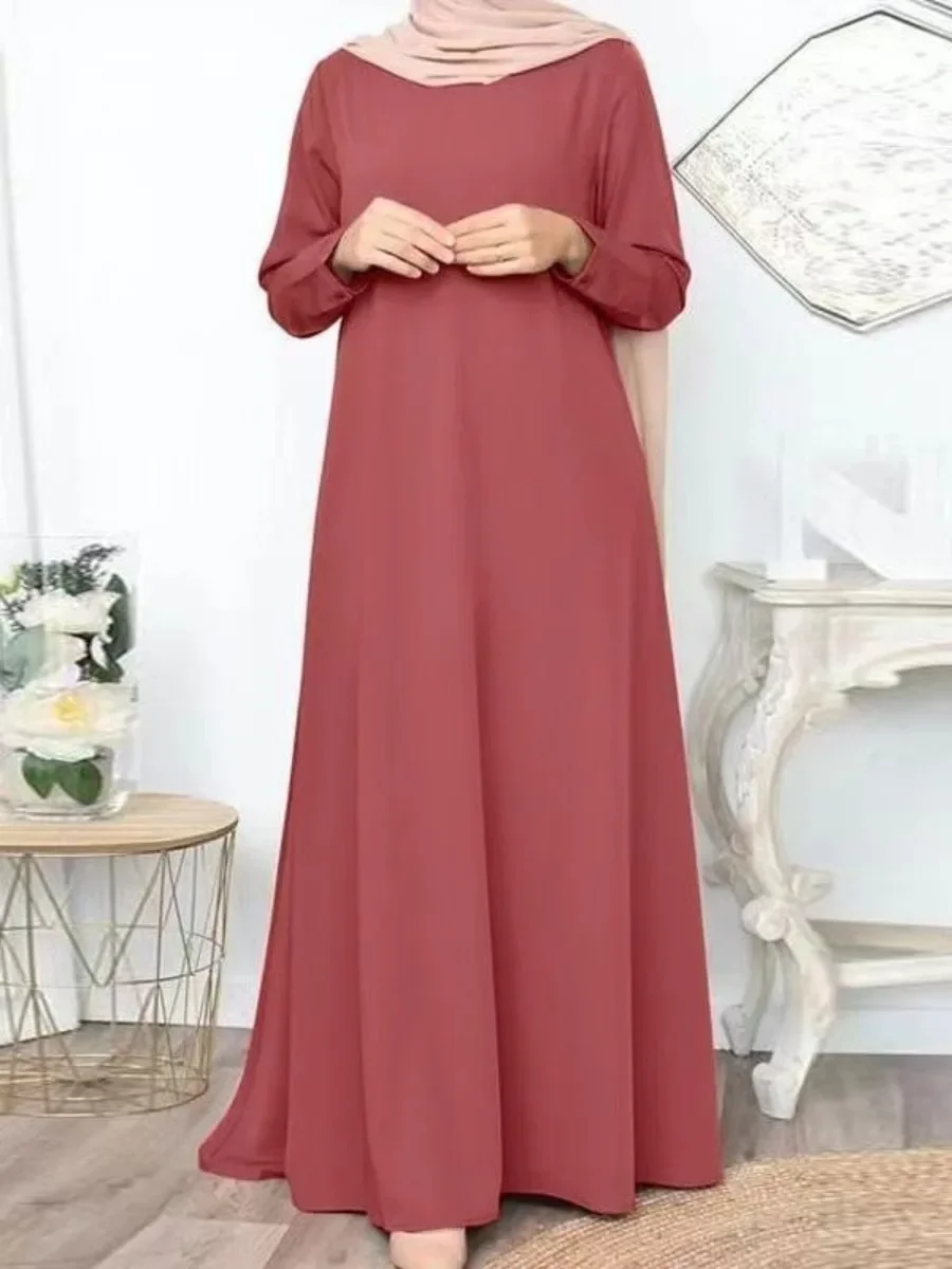 Vestido Largo musulmán Eid para mujer, Abaya marroquí, Ramadán, Abayas, caftán islámico, Color sólido, Dubái, árabe, modesto