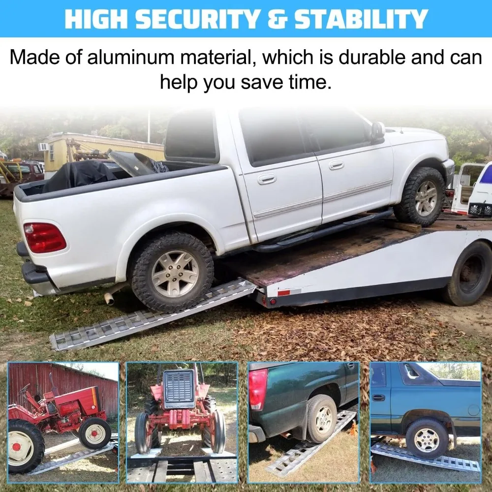 79.62 "X 14.87" X 2.5 "Ramp Aluminium 6000 LBS Perak Truk Trailer Kait Ujung Pisau Kaki 1 Pasang 2 Landai