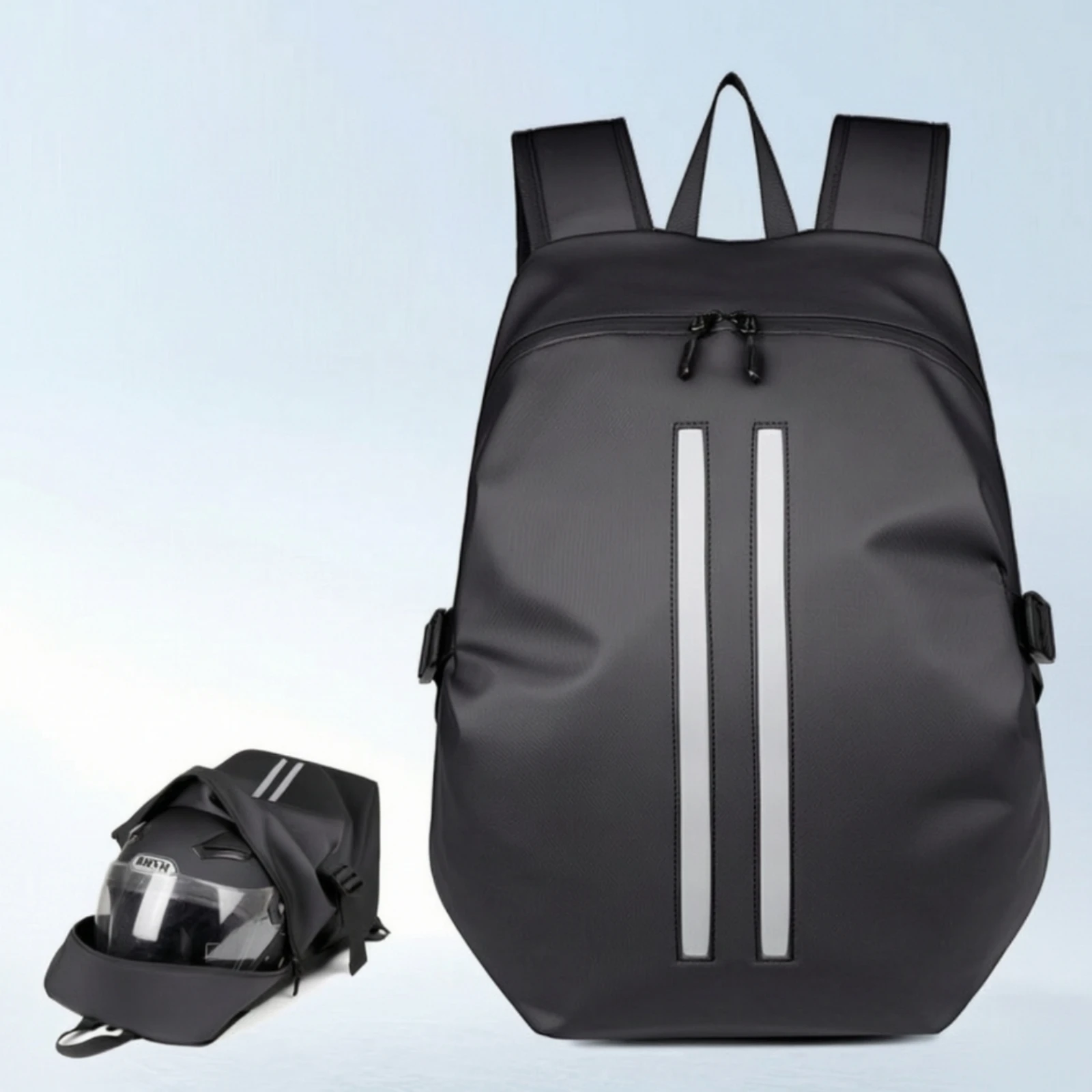 Motorcycle Backpack with Helmet Holder Reflective Motorcycle Riding Pack Storage Bag Multi-Functional Portable for Commuters