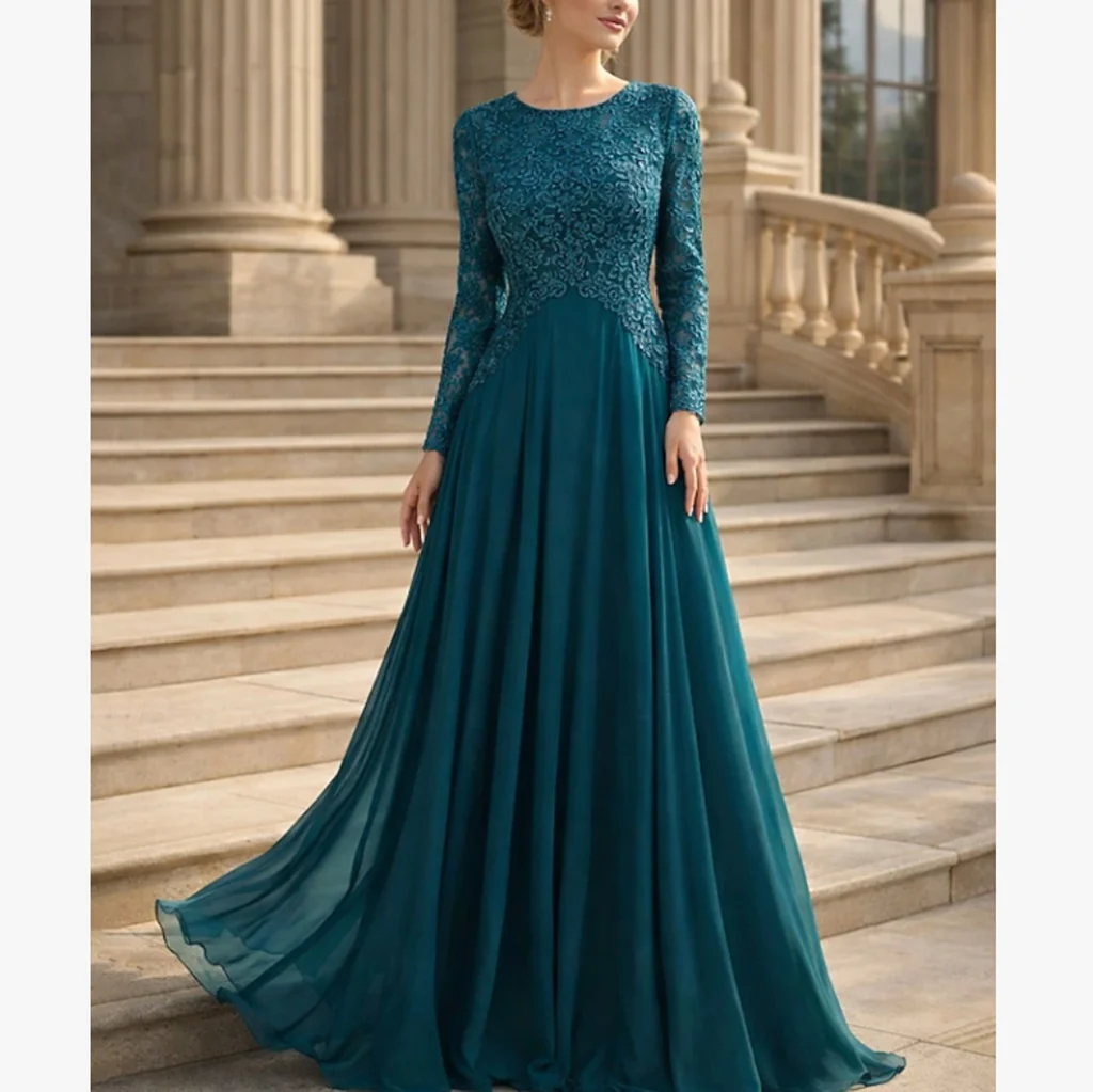

Customized New In Elegant Mother of the Bride Dresses Long-Sleeve A-Line Lace Evening Gala Wedding Guest Groom Dress 2026