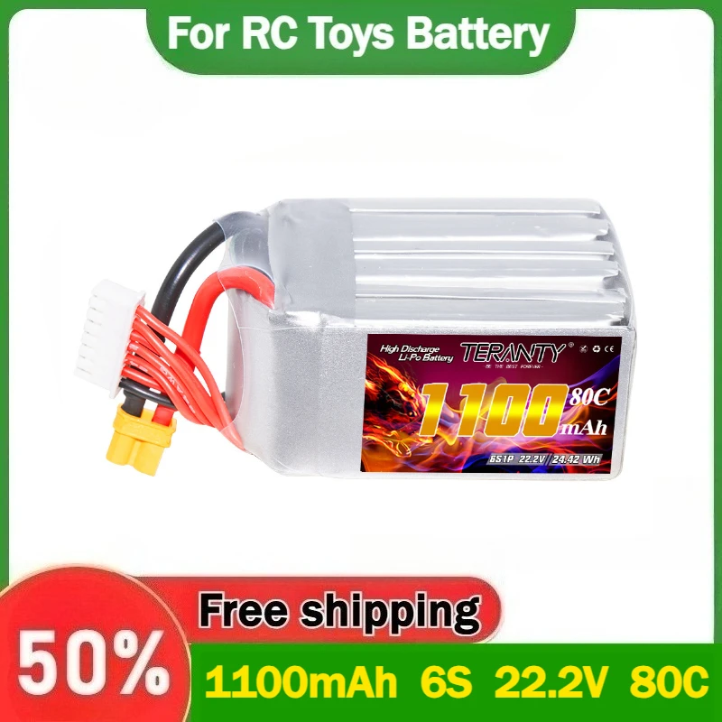 

RC FPV Racing Drone Battery 6S 22.2V TREANTY 1100mAh LiPo Battery For RC Quadcopter Helicopter Spare With XT30 80C/160C Battery