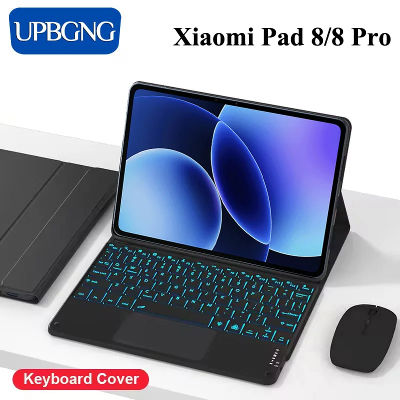 

Чехол с сенсорной подсветкой и клавиатурой для Xiaomi Pad 8 Pro Pad 8 7 11,2 дюйма, чехол с беспроводной Bluetooth-клавиатурой для Mi Pad 7 8 Pro Case