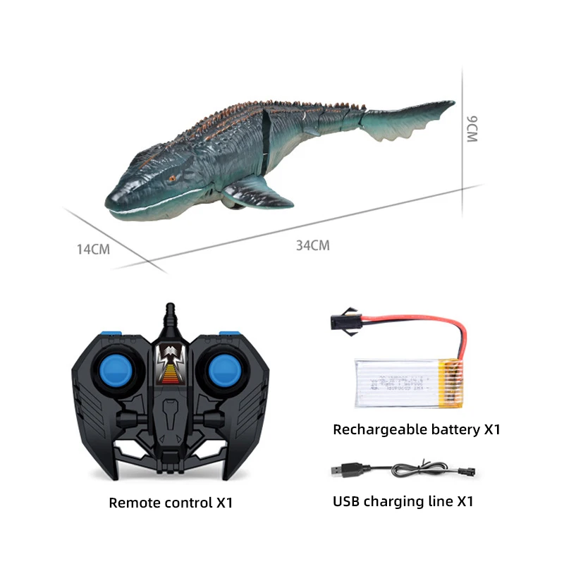 Simulatie Afstandsbediening Mosasaurus Boot Jongens Speelgoed 2.4G Draadloze Elektrische Speedboot Waterdichte Rc Haai Boot Speelgoed Cadeau