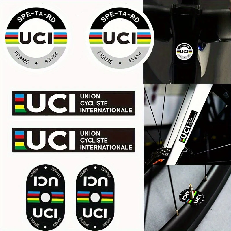 مجموعة واحدة من ملصقات "UCI Cycling Federation" - شارات أصلية بشعار Org لركوب الدراجات للدراجات وأجهزة الكمبيوتر المحمولة وديكور عشاق ركوب الدراجات على الطرق #1