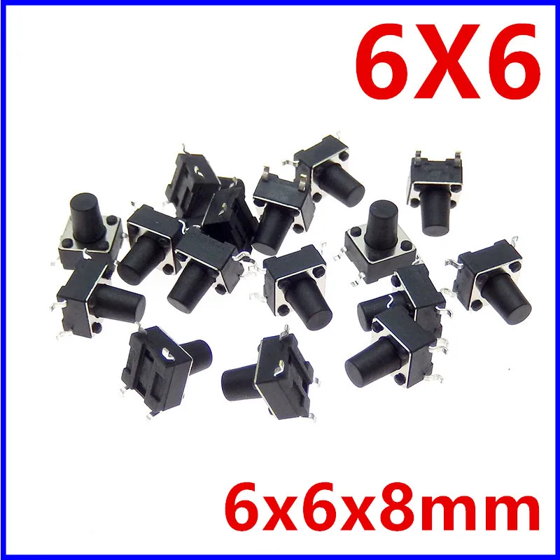 50PCS SMT 6*6* 8    6X6X8    6X6X8mm 4PIN patch switch Micro push button switch reset switch PCB SMD