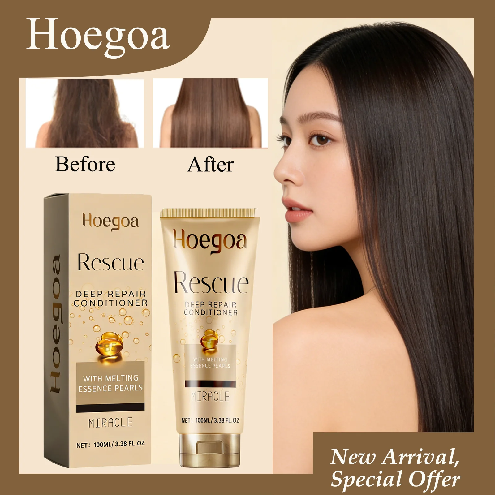 

HOEGOA 100mL Deep Repair Conditioner Soften Rough Hair Repairs Internal Damage Replenishes Nutrients Conditioner For Women
