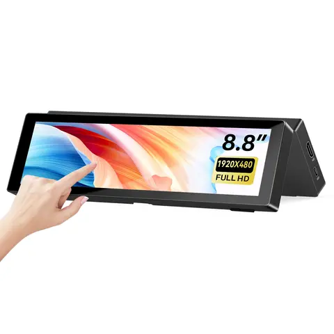 Écran secondaire de châssis de 8,8 pouces, écran tactile LCD allongé 1920*480 avec support intégré, version tactile AIDA64