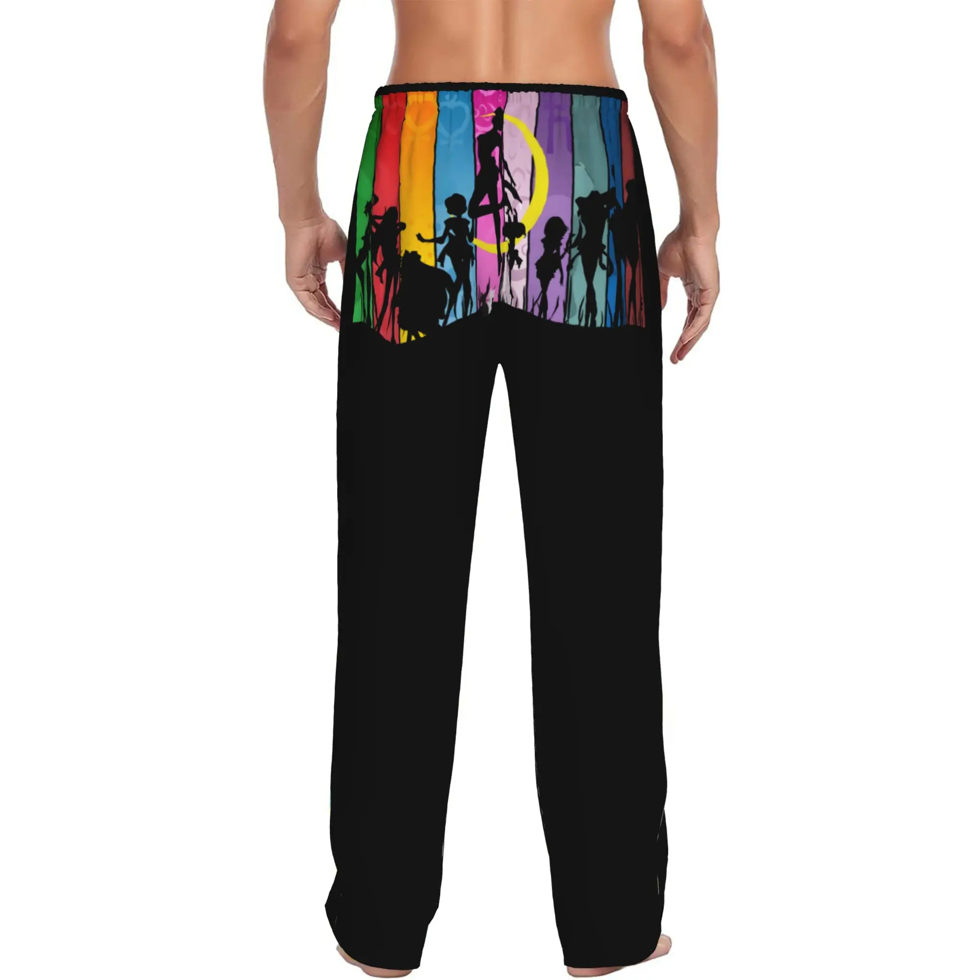 Custom Men's Sailored Anime Mooned Pajama Pants Printed Usagi Tsukino Sleep Sleepwear Bottoms with Pockets