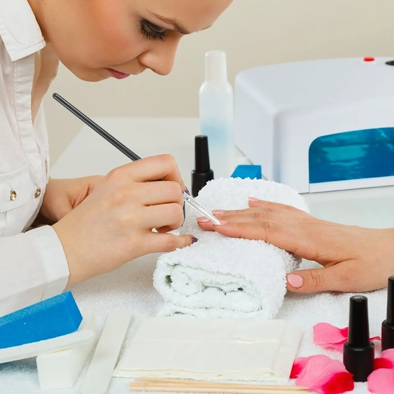 5 قطع من قلم نحت الأظافر، أدوات مانيكير، فرشاة نحت جل مجوفة