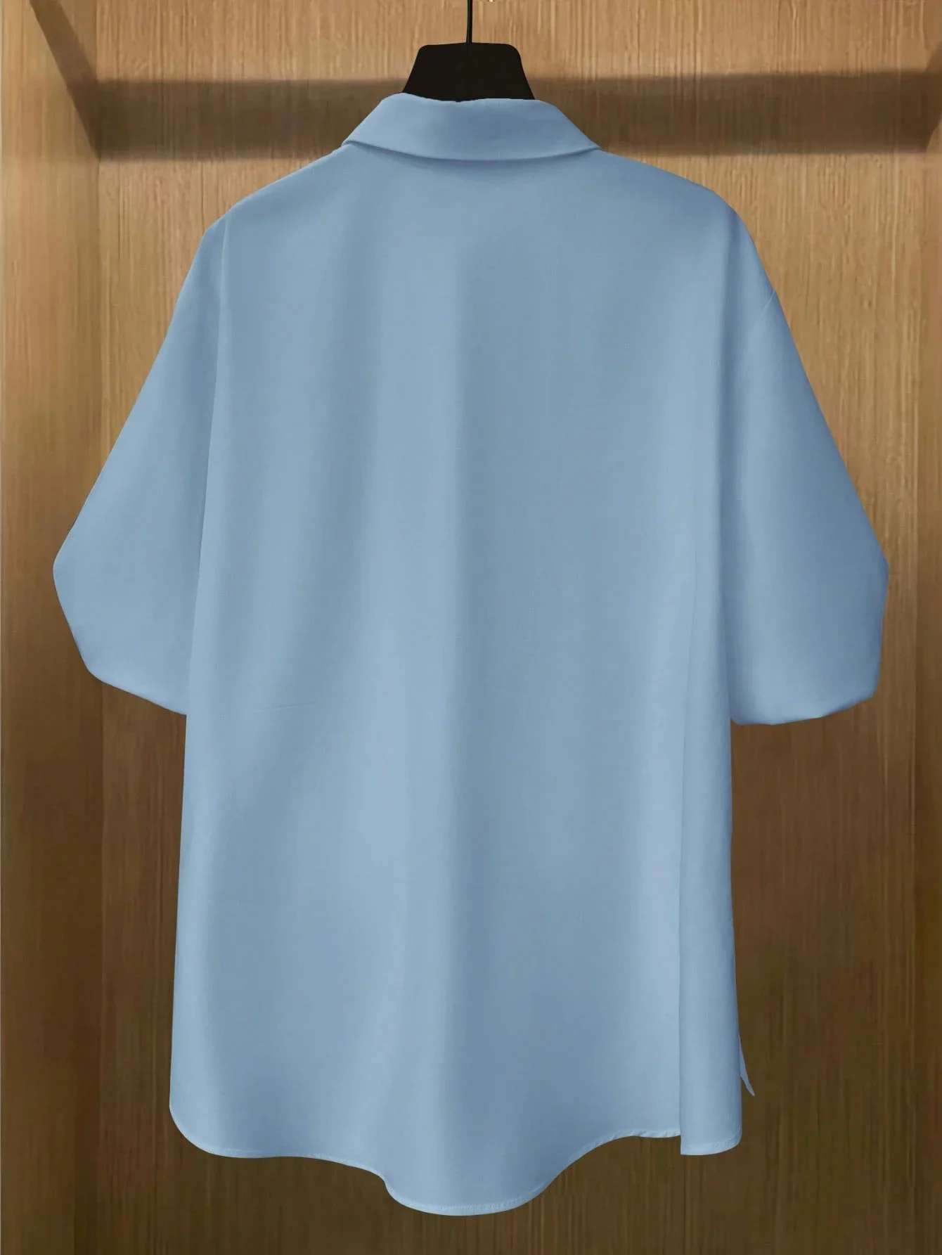 

Women's Solid Color Asymmetrical Polyester Short Sleeve Casual Shirt Summer