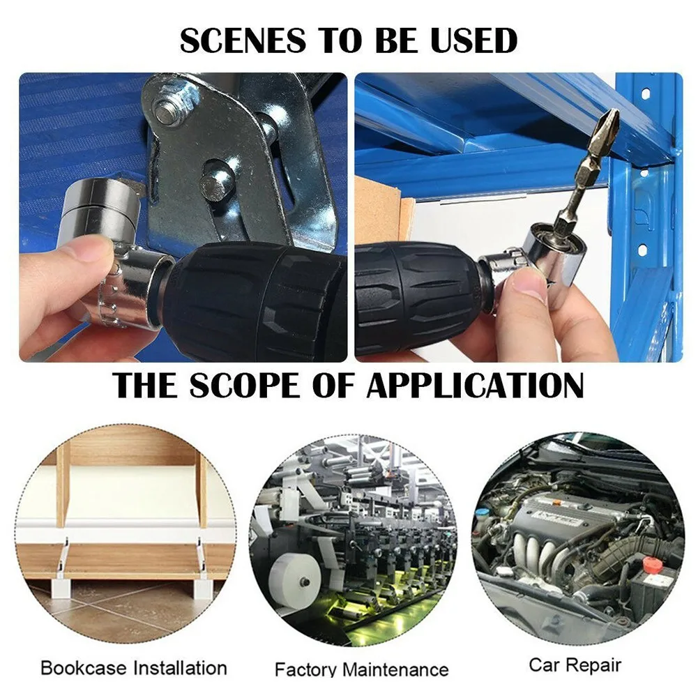 105 Degree Right Angle Drill Adapter 1/4 Inch Hex Shank Screwdriver Bit Holder Extension Tool For Electric Drill Narrow Space Wo