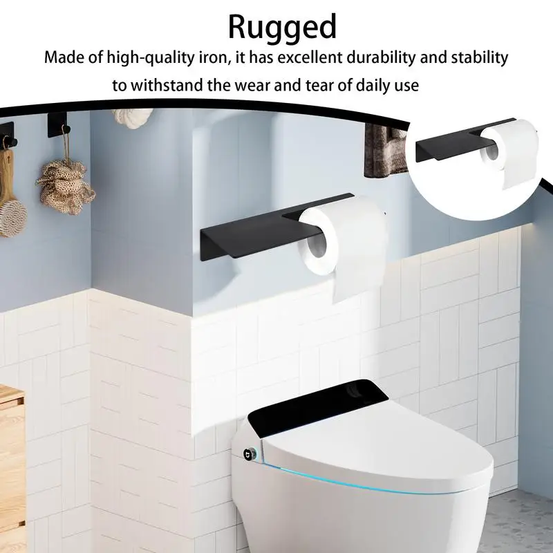 Wall-Mounted Tissue Roll Holder Wall Toilet Tissue Roll Holder No Drilling Metal Tissue Roll Dispenser For Home Kitchen