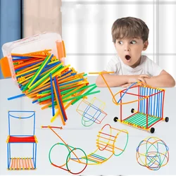 DIY Straw Constructor Building Toys Colorful Motor Skills Engineering Educational Toy STEM Building Toys