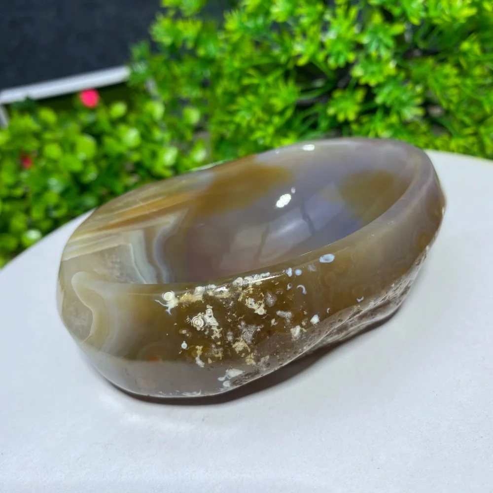 Natural Crystal Agate Free-Form Bowl Tableware Ashtray Healing Gem Mineral Home Decorative Stone Unique Craft Gift