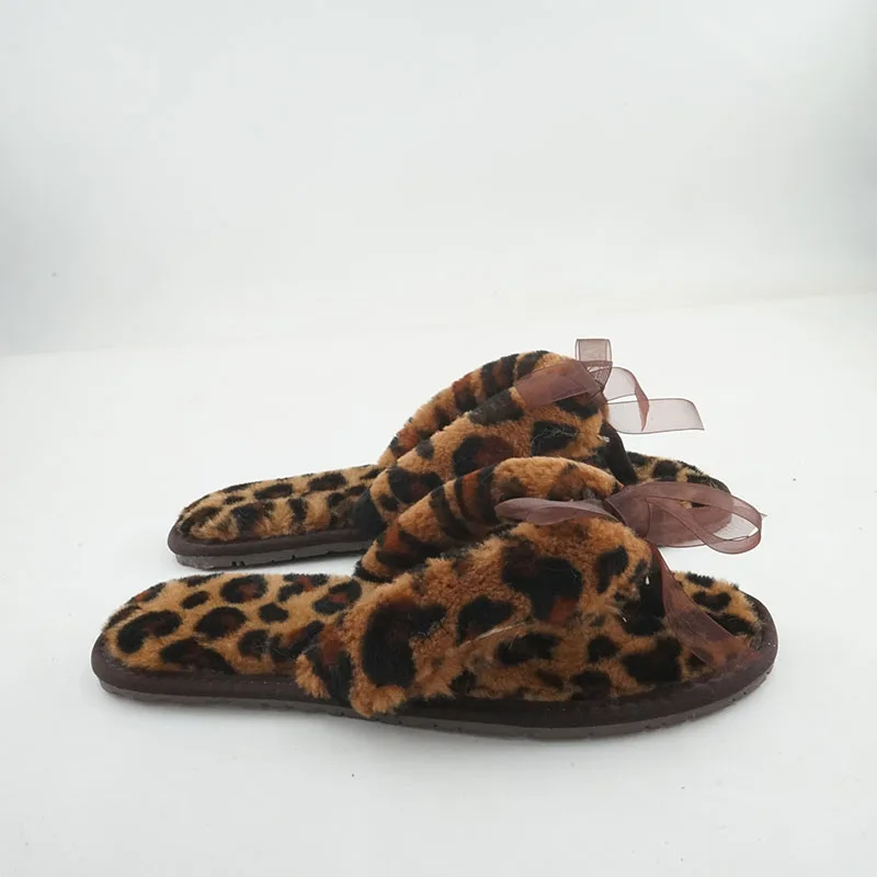 100% Natural Sheepskin Fur Slippers Female Winter Slippers Women Warm Indoor Flip-Flop Slippers Soft Wool Lady Home Shoes image 4