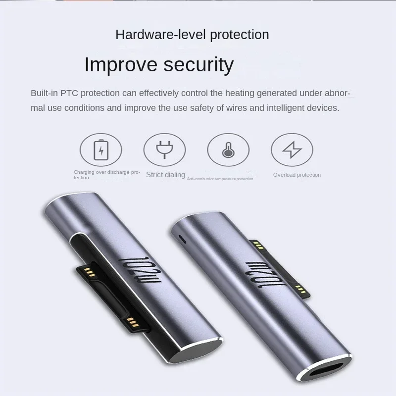 102W 6.8A PD Fast Charging Plug Converter for Microsoft Surface Pro X 8 7 6 5 4 3 Go Book USB C Charger Magnetic Power Adapter