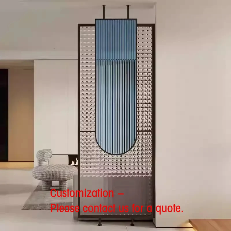 custom.Luxury Art Deco Stainless Steel Room Divider Metal & Glass Partition Screens Lobby Hall Restaurant Birthday