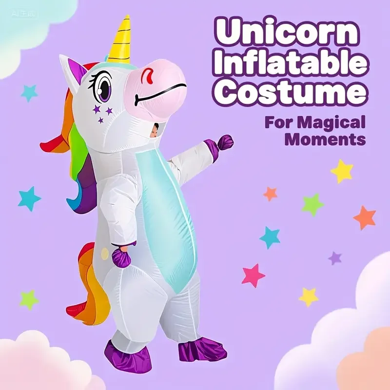 

Надувной костюм единорога, праздничное платье, костюм на все тело, костюм на Хэллоуин, косплей, надувной праздничный костюм для взрослых