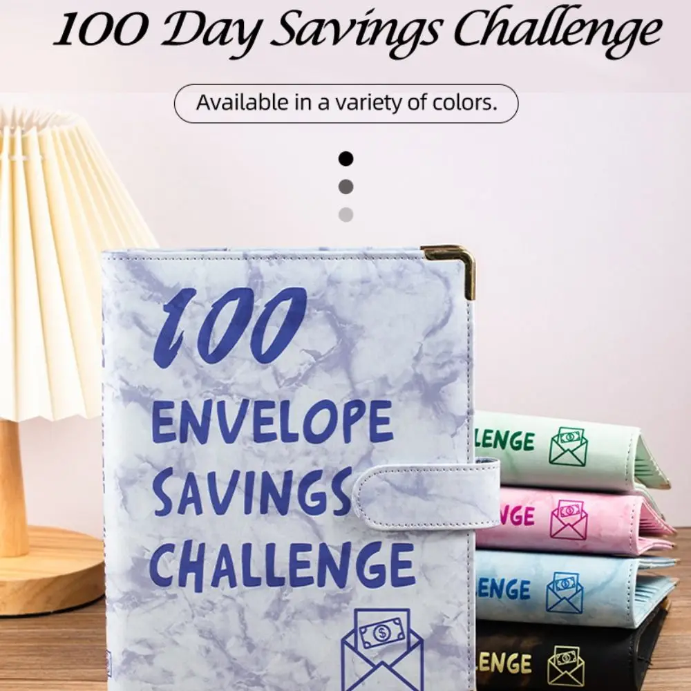 

Money Saving 100 Envelope Savings Challenge Loose-Leaf PU 100 Envelope Challenge Binder Habit Cultivation Laser