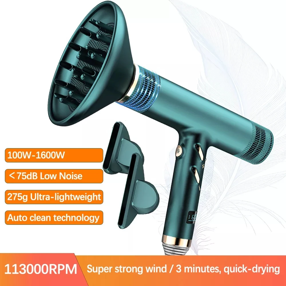 New Arrival 113,000 rpm/min High Speed Brushless Professional Hair Dryer 275g Lightweight Low Noise Beauty Salon Blower Machine