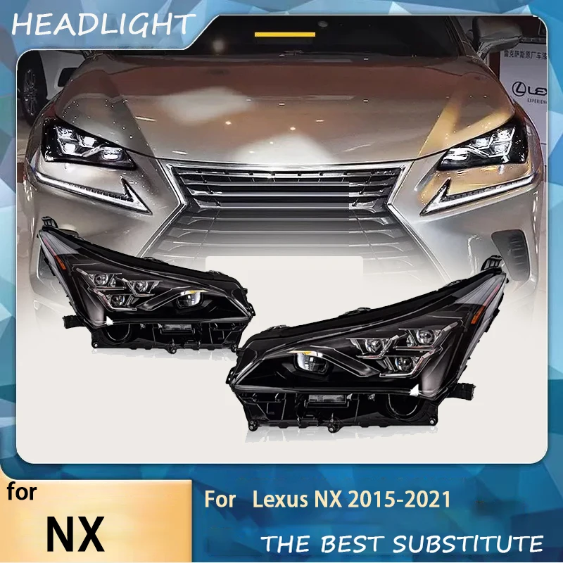 Headlights For Lexus NX 2015-2021 LED Assembly SUV Upgrade Front Lamps 4 Eyes Matrix-Style Turn Signal Light Auto Accessories