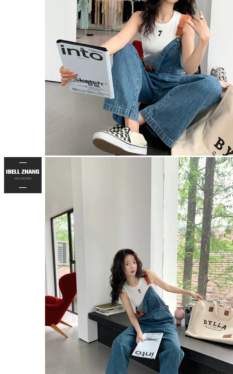 جمبسوت من قماش الدنيم للسيدات أنحف على الجدران، طيات متصلة شابة، مجموعة Allinone رائعة قابلة للغسل