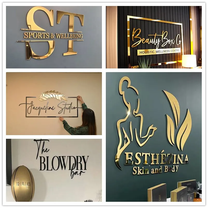 Custom Backlit Business Sign Smalle  Metal Letters Custom 3D Logo Stainless Steel for Wall Beauty Salon Reception Office Decor